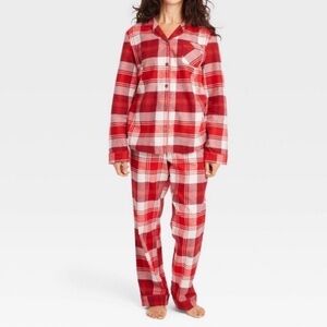 Hearth & Hand Red and White Plaid Pajama Set Cozy Sleepwear